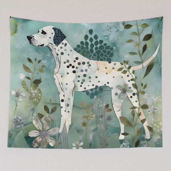 Item preview, "Whimsical Dalmatian Artwork with Floral Cutouts" designed and sold by digitalbrosse.