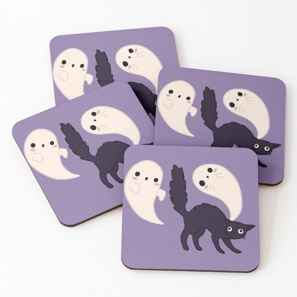 Item preview, Cute halloween black cat with ghost friends designed and sold by Yarafantasyart.
