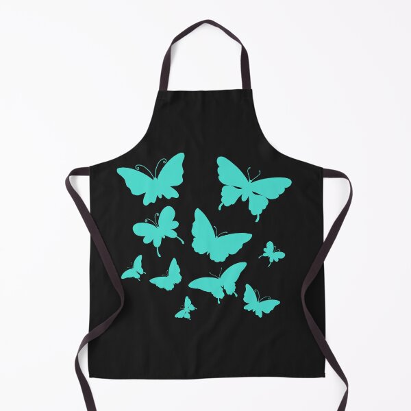 Aperçu de l'œuvre Motifs de papillons mignons aigue-marine sur fond noir créée et vendue par Chaoticzarts.