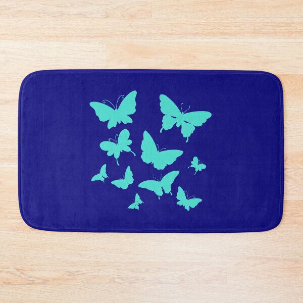 Artikelvorschau, Niedliche Schmetterlingsmuster in Aqua auf Blau entworfen und verkauft von Chaoticzarts.