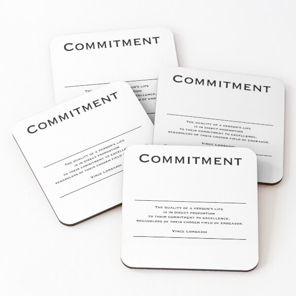 Item preview, Commitment - Motivational Inspirational Corporate Office Wall Art Black and White T-Shirt / Poster / Sticker / Mug designed and sold by Read This Already.