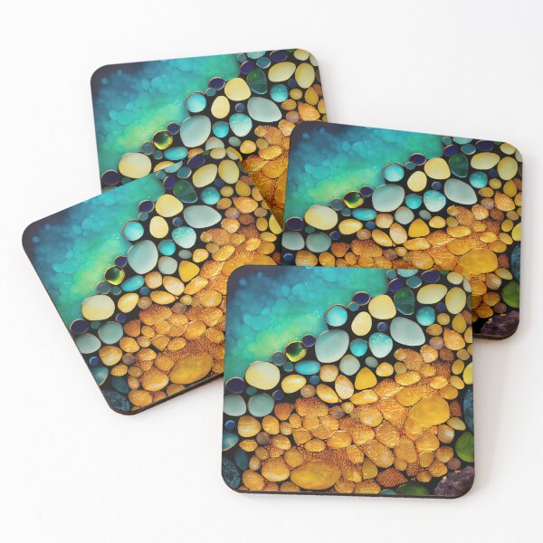 Item preview, Pointillism seaglass golden streams abstract designed and sold by Piotrek0001.