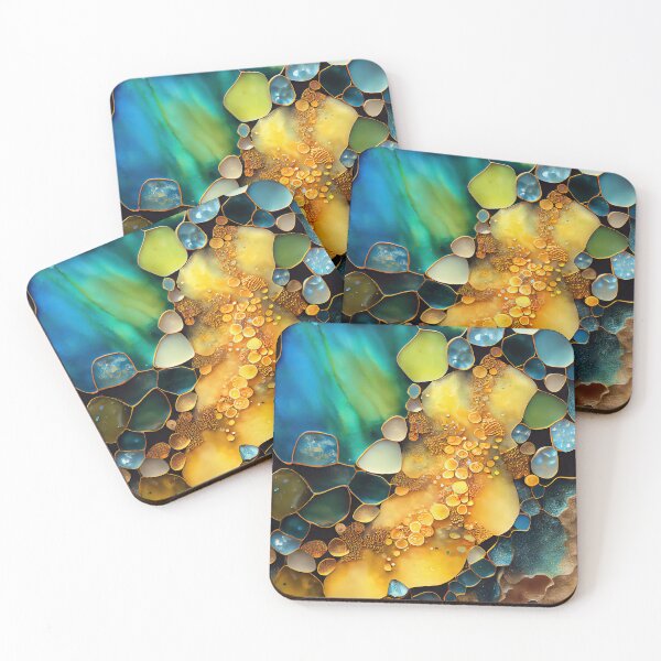 Item preview, Pointillism seaglass golden streams abstract designed and sold by Piotrek0001.
