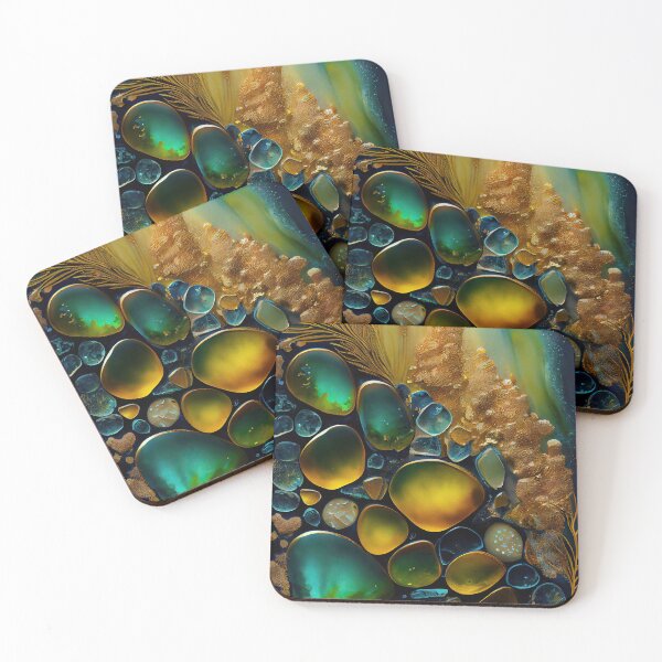 Item preview, Pointillism seaglass golden streams abstract designed and sold by Piotrek0001.