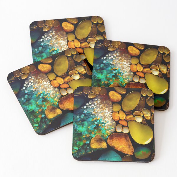 Item preview, Pointillism seaglass golden streams abstract designed and sold by Piotrek0001.