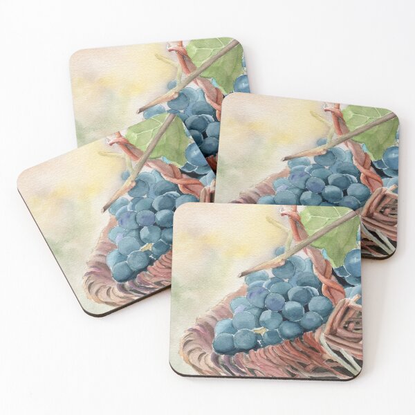 Item preview, Watercolor bunch of blue grapes in the basket designed and sold by MaryWatercolor.