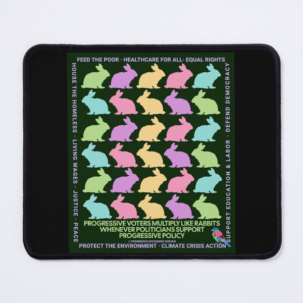 Item preview, PMD00643 Progressive Movement Designs Easter Rabbits with 12 policy goals for progressive Democrats Independents and Bernie Sanders supporters who know progressive policy is sweeter than chocolate designed and sold by ProgressiveLeft.