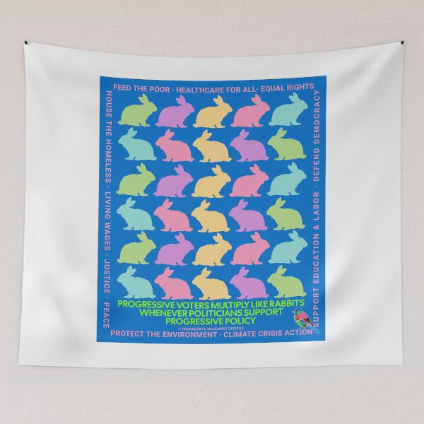 Item preview, PMD00644 Progressive Movement Designs Easter Rabbits with 12 policy goals for progressive Democrats Independents and Bernie Sanders supporters who know progressive policy is sweeter than chocolate designed and sold by ProgressiveLeft.