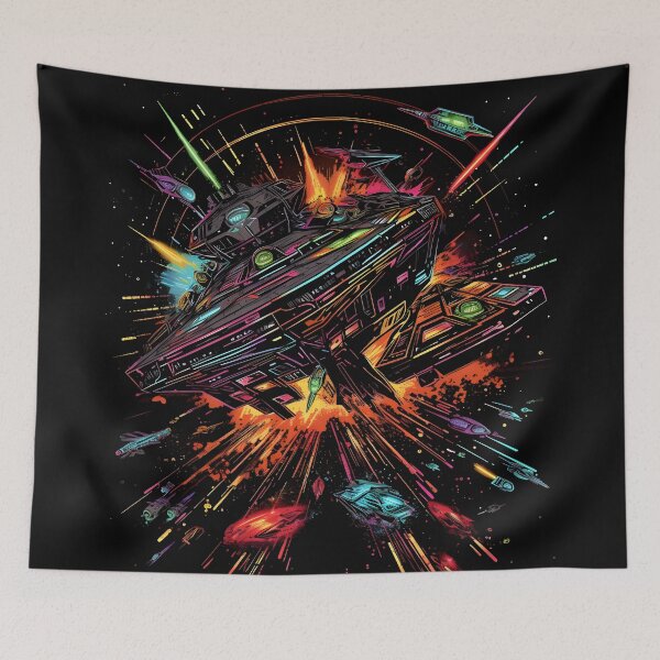 Item preview, Starships fighting an epic battle in space designed and sold by Waveval.