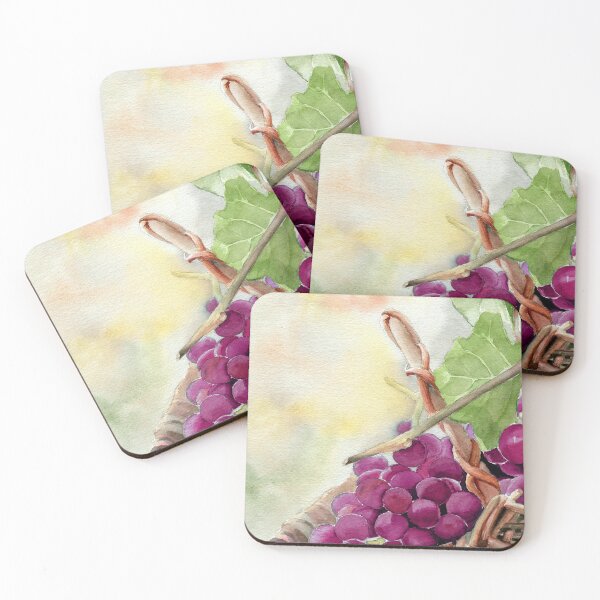 Item preview, Watercolor bunch of red grapes in the basket designed and sold by MaryWatercolor.