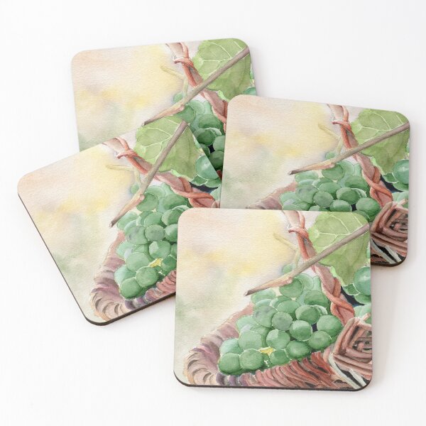 Item preview, Watercolor bunch of green grapes in the basket designed and sold by MaryWatercolor.