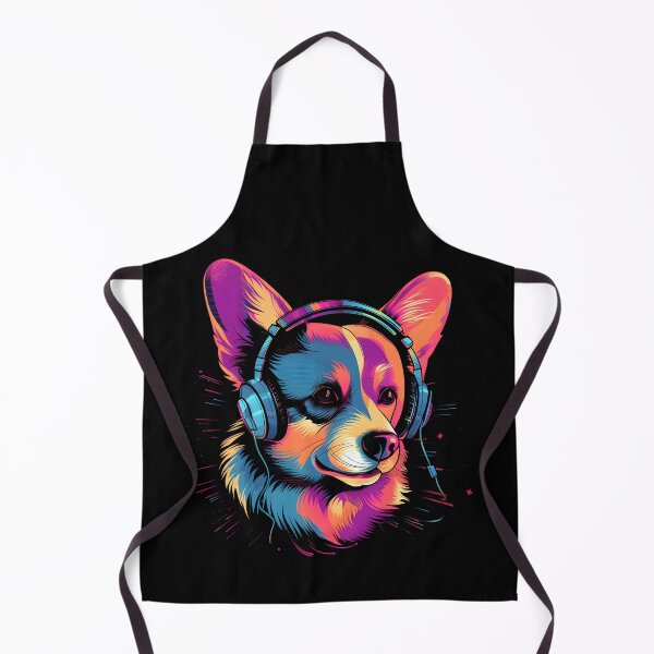 Item preview, corgi wearing headphones - synth wave style designed and sold by ro83land.