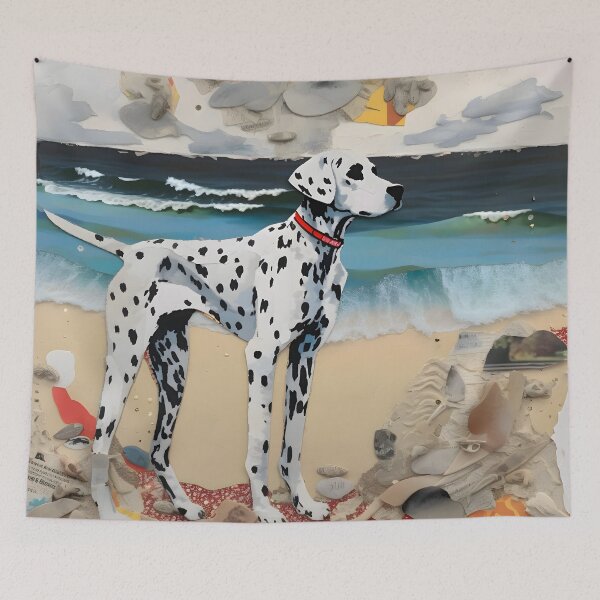 Item preview, "Textured Dalmatian and Acrylics: A Beach Collage" designed and sold by digitalbrosse.