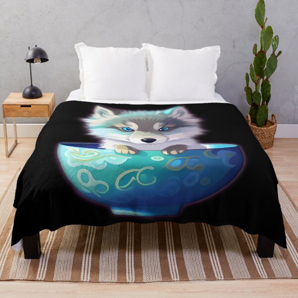 Item preview, wolf pup in a teacup, cartoon drawing, Ai Generated Art designed and sold by ACC .