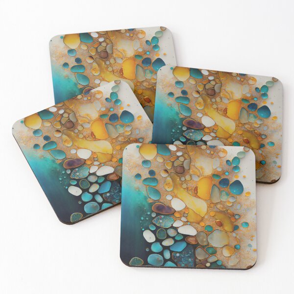 Item preview, Pointillism seaglass golden streams abstract designed and sold by Piotrek0001.