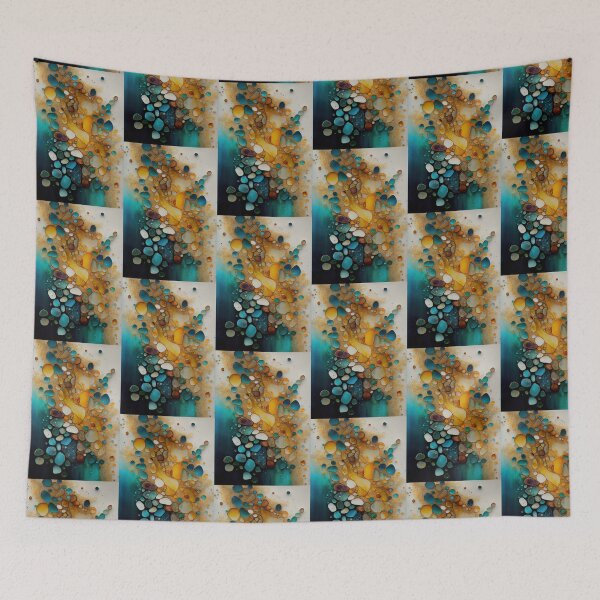 Aperçu de l'œuvre Pointillism seaglass golden streams abstract créée et vendue par Piotrek0001.