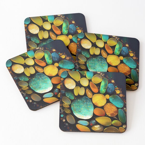 Item preview, Pointillism seaglass golden streams abstract designed and sold by Piotrek0001.