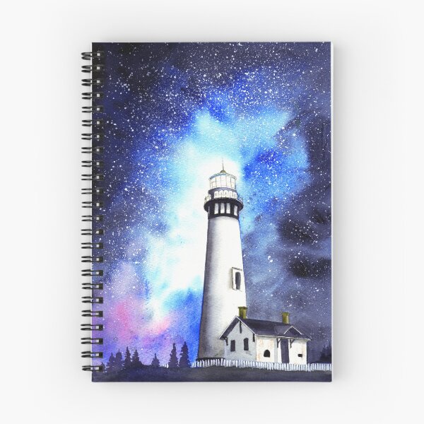 Item preview, Lighthouse under the blue starry skies designed and sold by MaryWatercolor.