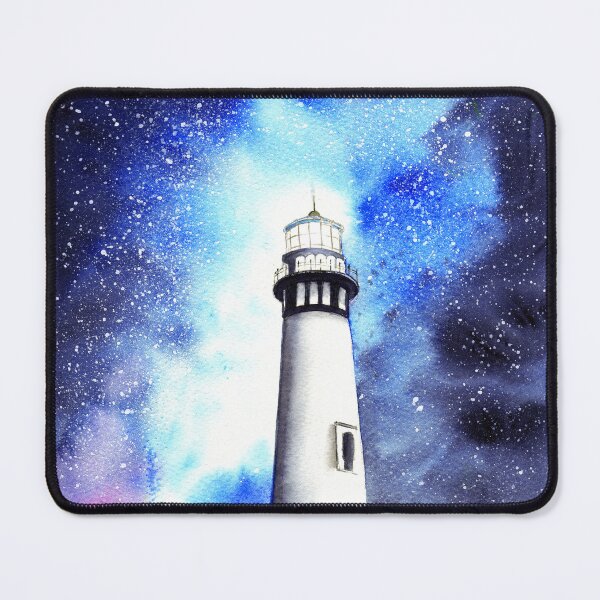 Item preview, Lighthouse under the blue starry skies designed and sold by MaryWatercolor.