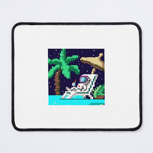 Item preview, an astronaut lounging in a tropical resort in space, pixel art designed and sold by zrouse.