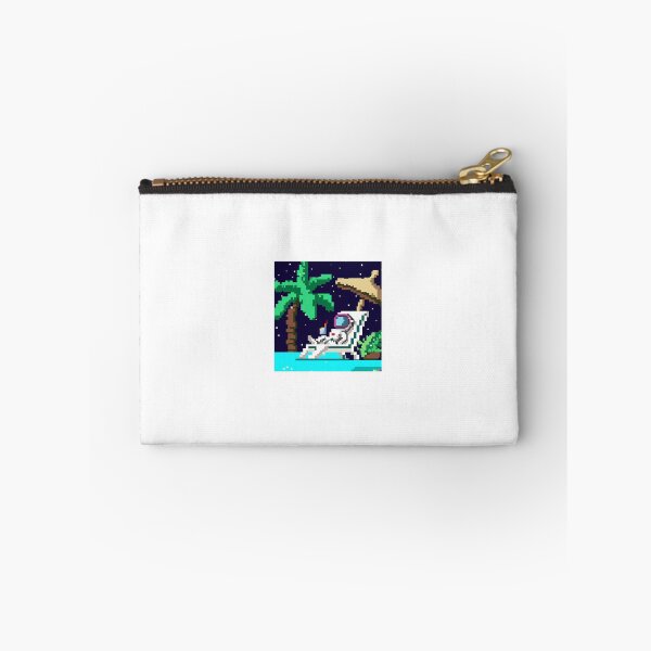 Item preview, an astronaut lounging in a tropical resort in space, pixel art designed and sold by zrouse.