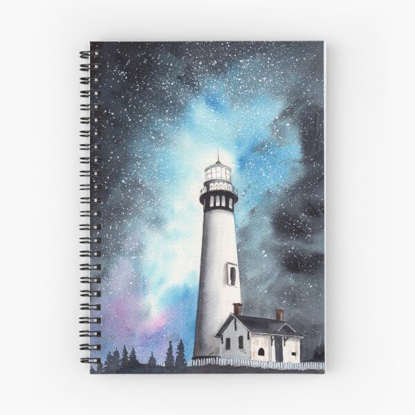 Item preview, Lighthouse under starry skies designed and sold by MaryWatercolor.