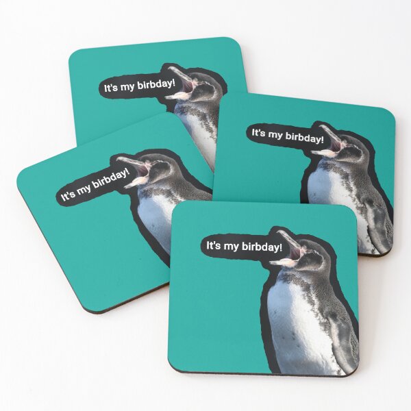 Artikelvorschau, Galapagos Penguin it's my birthday (Teal #03A096 background) entworfen und verkauft von SBPenguins.