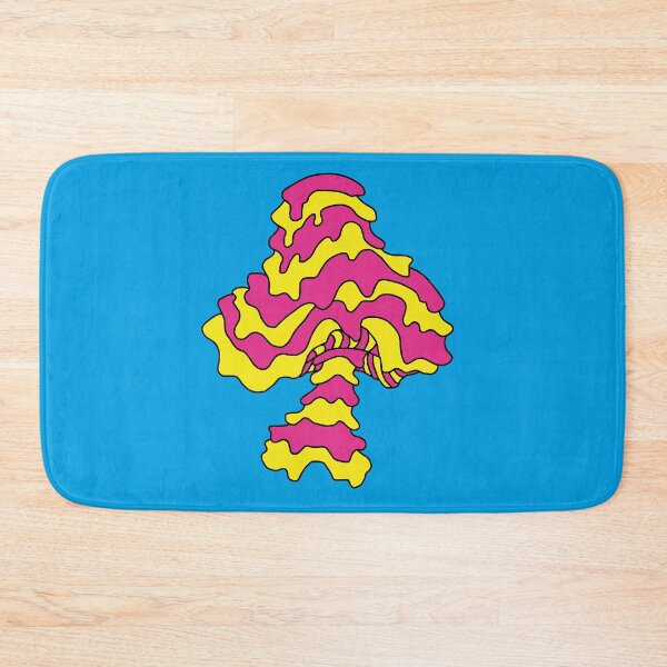 Item preview, The Perfect Mushroom: Exotic Trippy Drippy Wavy Pink and Yellow on Cyan Stripes Contour Lines designed and sold by Ciara Shortall.