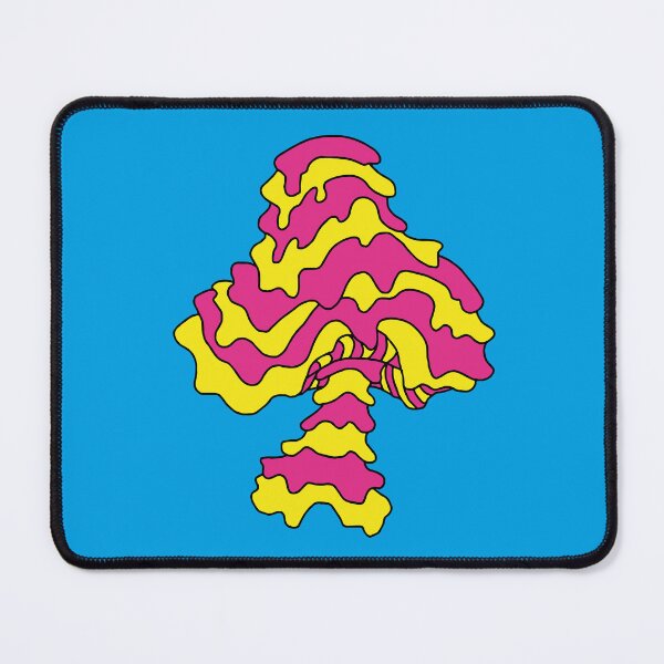 Artikelvorschau, Der perfekte Pilz: Exotisches Trippy Drippy Wavy Pink und Gelb auf Cyan Stripes Contour Lines entworfen und verkauft von Ciara Shortall.