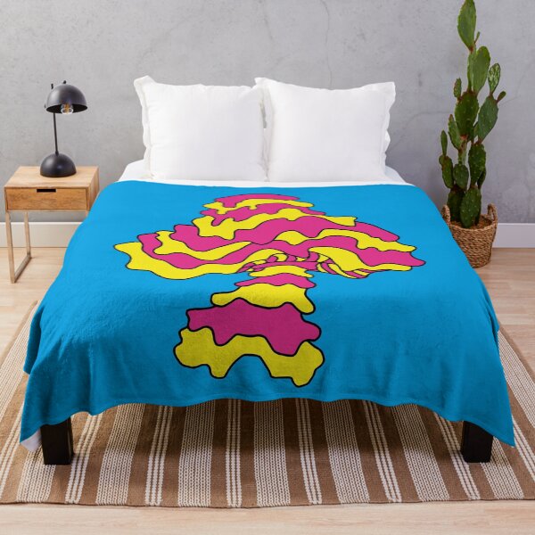 Item preview, The Perfect Mushroom: Exotic Trippy Drippy Wavy Pink and Yellow on Cyan Stripes Contour Lines designed and sold by Ciara Shortall.