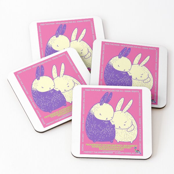 Item preview, PMD00648 Progressive Movement Designs Policy Easter Rabbit couple has 12 policy goals for progressive Democrats Independents and Bernie Sanders supporters  designed and sold by ProgressiveLeft.