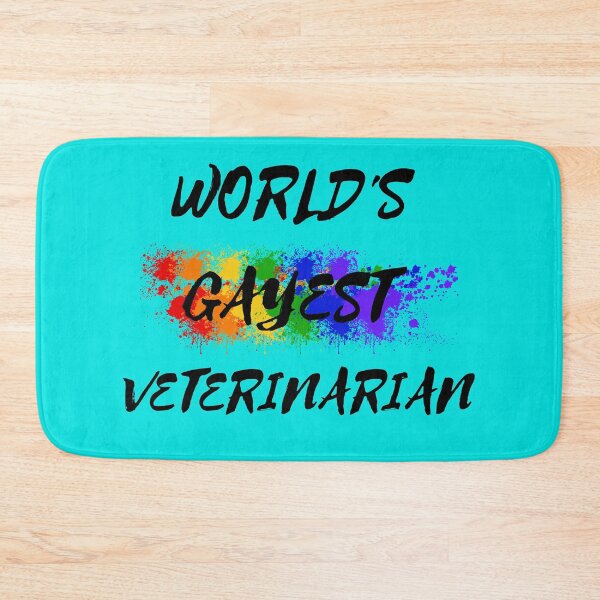 Item preview, World's Gayest Veterinarian Queer Humor With Rainbow Colors For Proud Gay Veterinarians In Cyan designed and sold by LuckyKermit.