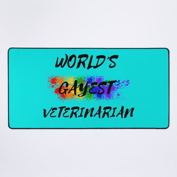 Item preview, World's Gayest Veterinarian Queer Humor With Rainbow Colors For Proud Gay Veterinarians In Cyan designed and sold by LuckyKermit.