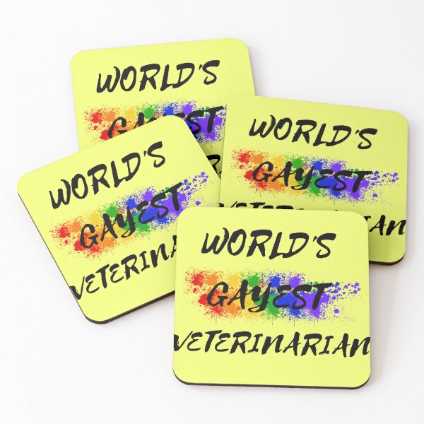 Item preview, World's Gayest Veterinarian Queer Humor With Rainbow Colors For Proud Gay Veterinarians In Yellow designed and sold by LuckyKermit.