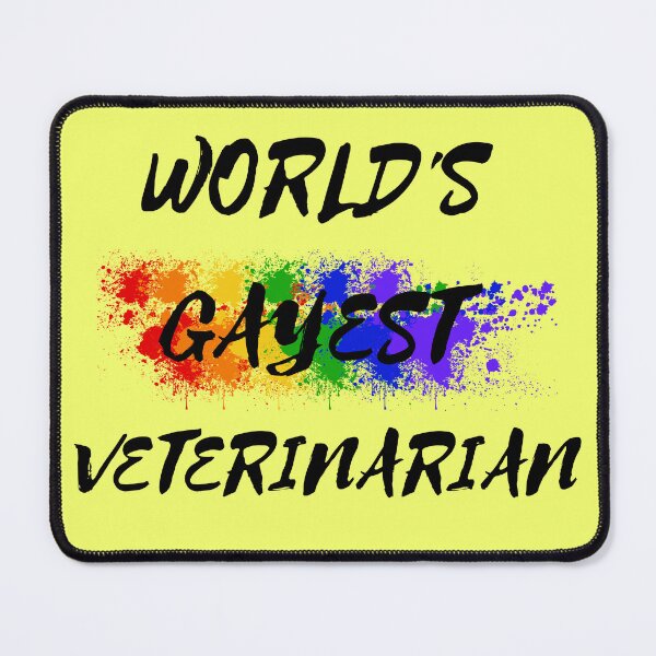 Item preview, World's Gayest Veterinarian Queer Humor With Rainbow Colors For Proud Gay Veterinarians In Yellow designed and sold by LuckyKermit.