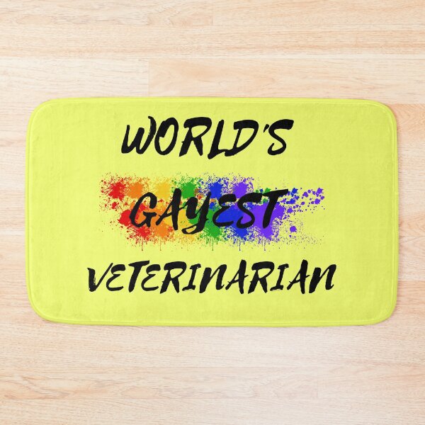 Item preview, World's Gayest Veterinarian Queer Humor With Rainbow Colors For Proud Gay Veterinarians In Yellow designed and sold by LuckyKermit.