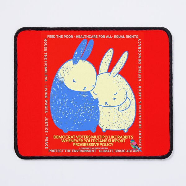 Item preview, PMD00649 Progressive Movement Designs Policy Easter Rabbit couple has 12 policy goals for progressive Democrats Independents and Bernie Sanders supporters  designed and sold by ProgressiveLeft.
