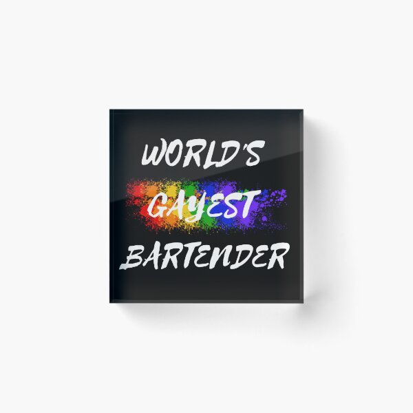 Item preview, World's Gayest Bartender Queer Humor With Rainbow Colors For Proud Gay Bartenders In Black designed and sold by LuckyKermit.