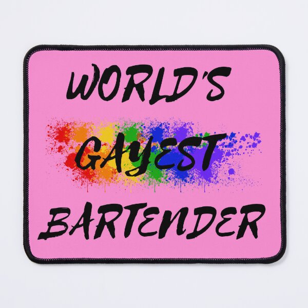 Item preview, World's Gayest Bartender Queer Humor With Rainbow Colors For Proud Gay Bartenders In Pink designed and sold by LuckyKermit.