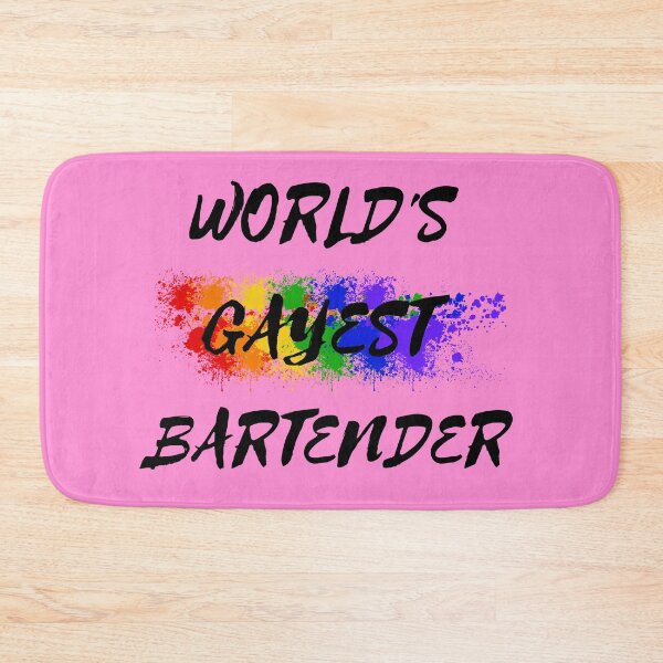 Item preview, World's Gayest Bartender Queer Humor With Rainbow Colors For Proud Gay Bartenders In Pink designed and sold by LuckyKermit.