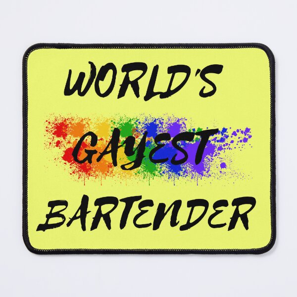 Item preview, World's Gayest Bartender Queer Humor With Rainbow Colors For Proud Gay Bartenders In Yellow designed and sold by LuckyKermit.