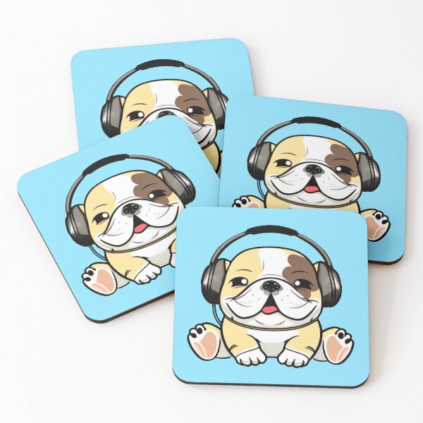 Item preview, English Bulldog wearing headphones designed and sold by brindled.