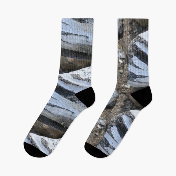 Item preview, Close-up of beautiful layered triangular stone rock in white and grey stripes  designed and sold by Khala.