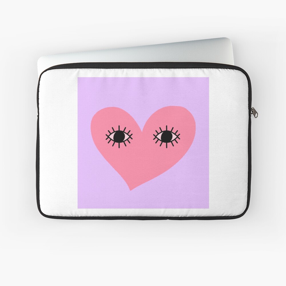 Pink Cute Heart With Eyes On Lavander Background Sticker for Sale by  inherflopera