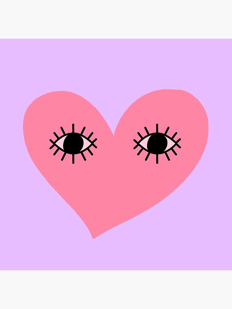 Pink Cute Heart With Eyes On Lavander Background Sticker for Sale by  inherflopera