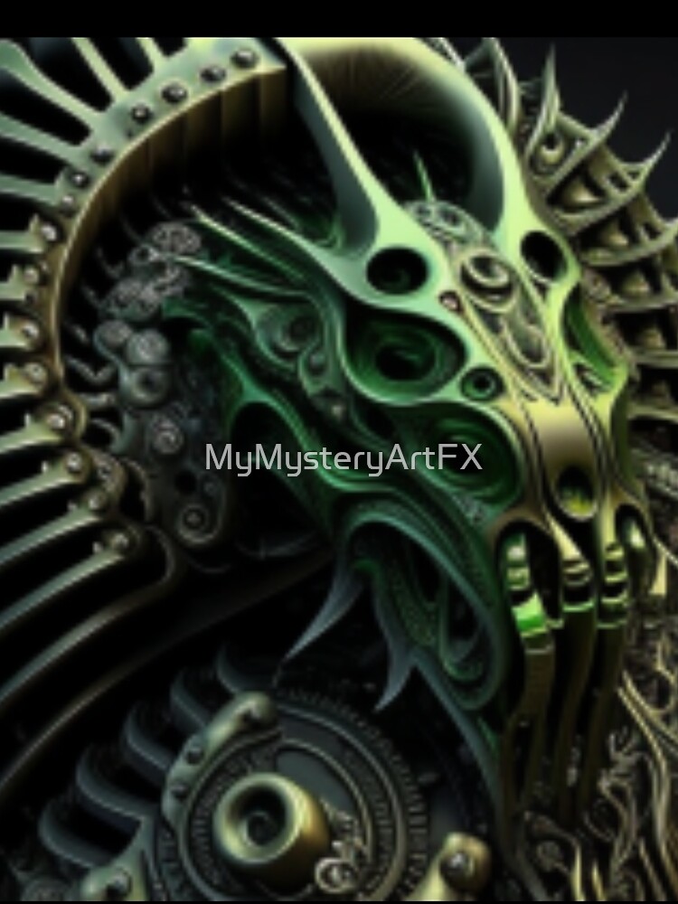 Thumbnail 5 von 5, Grafik T-Shirt, Fractal Art Surreal Biomechanic Green #1 designt und verkauft von MyMysteryArtFX.