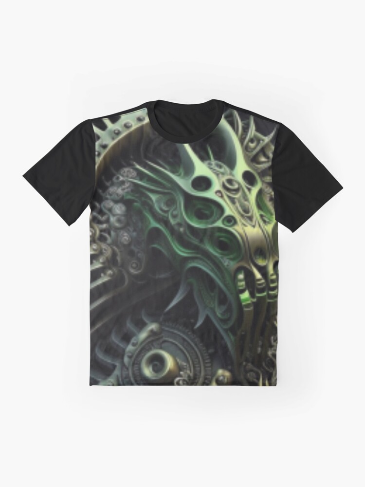 Thumbnail 4 von 5, Grafik T-Shirt, Fractal Art Surreal Biomechanic Green #1 designt und verkauft von MyMysteryArtFX.