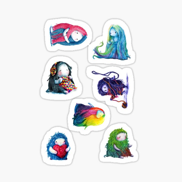 Yarnling Wonders: A Whimsical Collection of Illustrated Characters Sticker