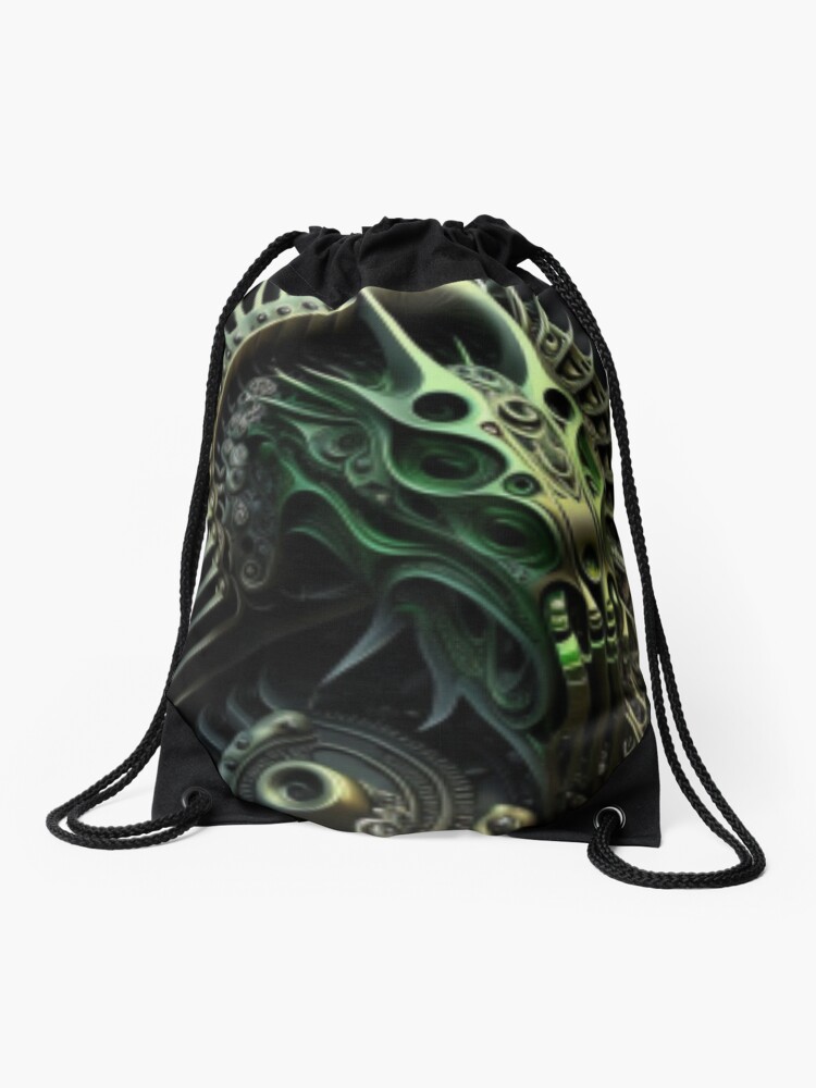 Thumbnail 1 von 3, Turnbeutel, Fractal Art Surreal Biomechanic Green #1 designt und verkauft von MyMysteryArtFX.