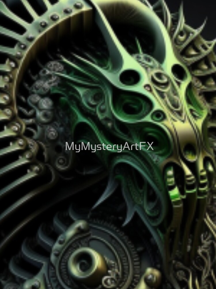 Thumbnail 3 von 3, Turnbeutel, Fractal Art Surreal Biomechanic Green #1 designt und verkauft von MyMysteryArtFX.